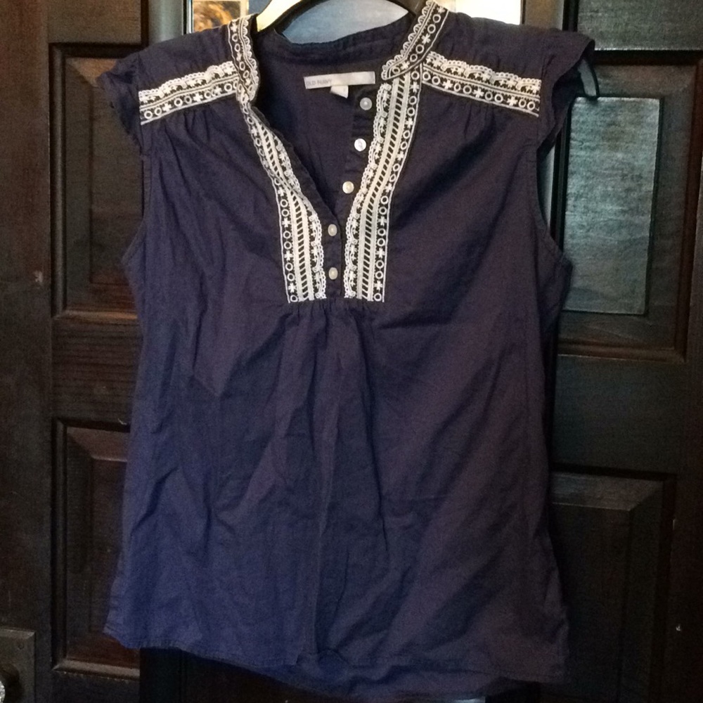 Embroidered Cap Sleeve Blouse